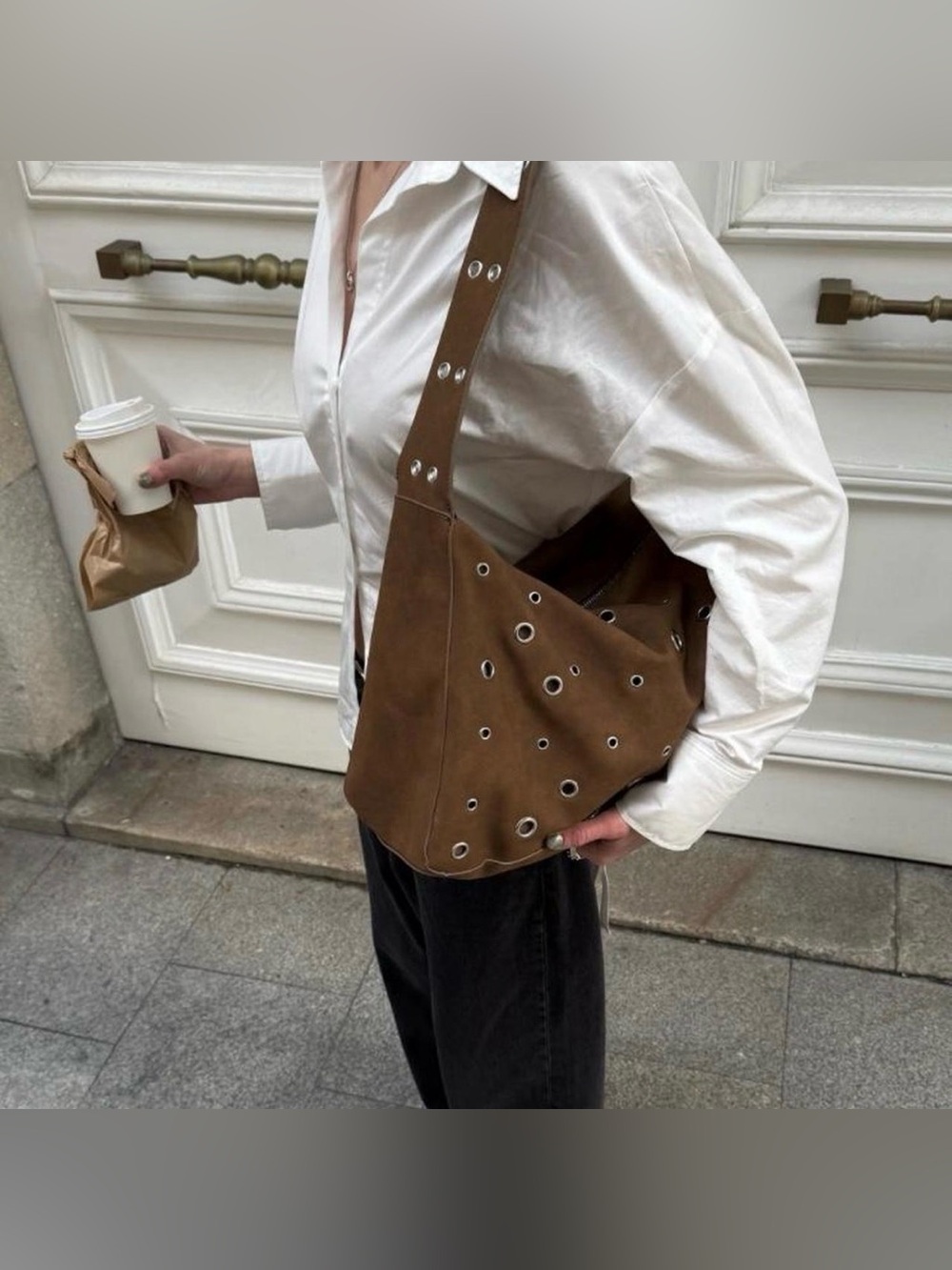 Parfois Brown Eyelet Shoulder Bag